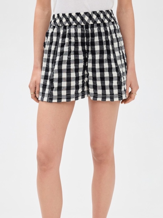 Free People Pants - NWT Free People Get Free Seersucker Pull On Shorts in Black and White | Size XL